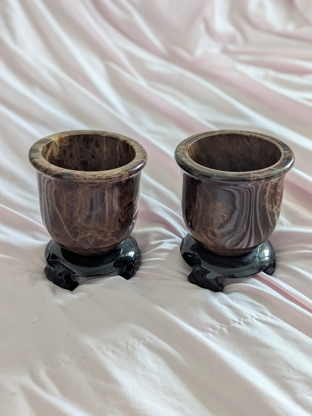 Brown Marbled Stone Display Urns